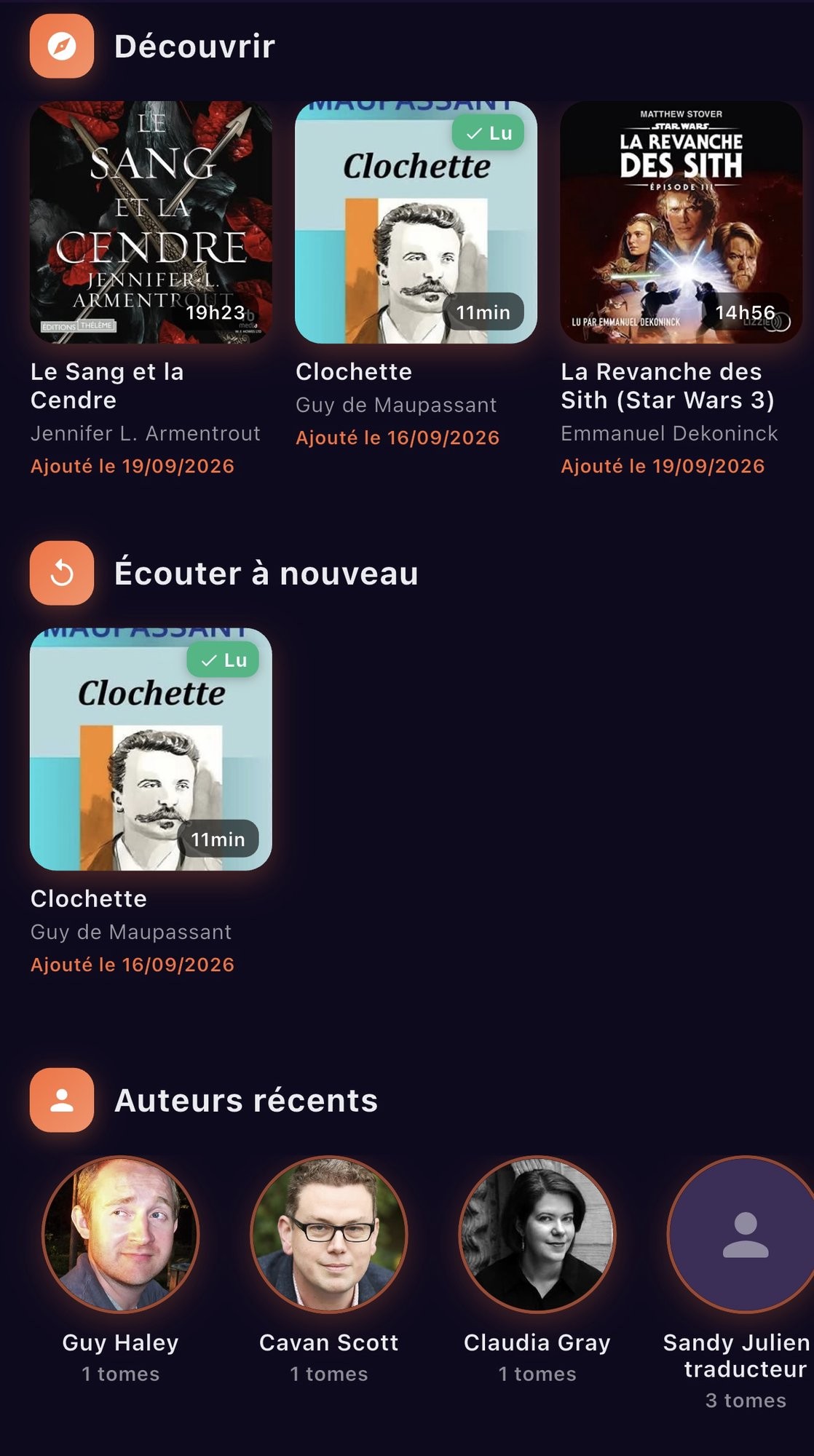 Découverte et réécoute dans Audiobookshelf